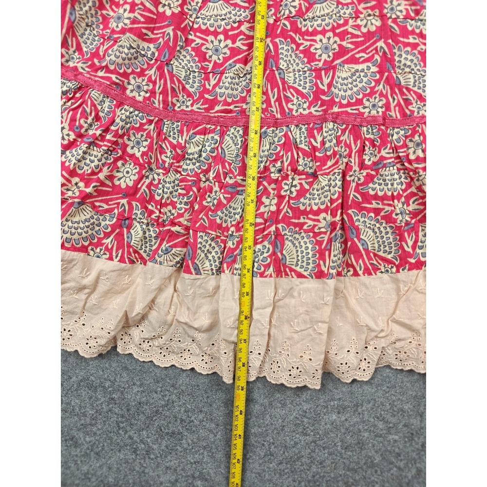 Free People Dress Womens 8 Pink Floral Cotton Smocked Sundress Midi Lace Boho - Picture 7 of 9